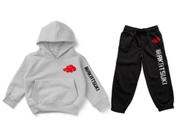 Conjunto Moletom Akatsuki Naruto Anime Blusa Calça Infantil Cor Cinza