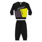 Conjunto Moletom Bebê Elian Peluciado Recortes Masculino