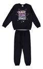 Conjunto Moletom Casaco Calça Feminino Menina Criança Infantil Cor Preto Malwee