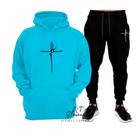 Conjunto Moletom Estampado Personalizado Religioso Fe Unissex Malha 100% Linha Premium