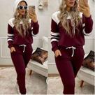 Conjunto Moletom Feminino Inverno Frio Malha Crepe com Capuz Marsala M G e GG