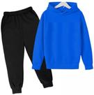 Conjunto Moletom flanelado Infantil Kids Juvenil unissex Blusa Com Capuz e calça Sem Estampa Liso