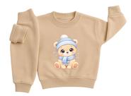 Conjunto Moletom Infantil Bebê Menino Peluciado Roupa Inverno Flanelado Abrigo Leão Algodão Premium