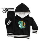 Conjunto Moletom Infantil Capuz Menino Bebê Peluciado Flanelado Roupa Inverno Abrigo Kit 2 peças