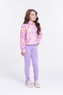 Conjunto Moletom Infantil Cropped Flowers Lilás