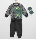 Conjunto Moletom Infantil Dinossauro Menino em Moletom Flanelado + Luvinha de Dino - Elian