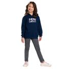 Conjunto Moletom Infantil Feminino Blusa Calça Flanelado c/ capuz Bolso Canguru Punhos Roupa menina inverno 04-08