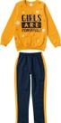 Conjunto Moletom Infantil Menina Amarelo e Azul Marinho - Malwee