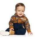 Conjunto Moletom Infantil Menino Flanelado com Capuz Aberto com Zíper - Elian