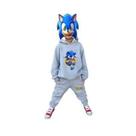 Conjunto Moletom Infantil Sônic Com Máscara 3D