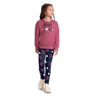 Conjunto Moletom Meninas Rosa Hibisco Feel Love e Legging Marinho Kyly Tamanho:10 anos