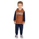 Conjunto Moletom Meninos Capuz Marrom Track e Calça Azul Marinho Kyly Tamanho:2 anos