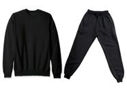 Conjunto Moletom Peluciado Blusa Gola Redonda e calça cores preto e cinza mescla lisa unissex Conjunto Moletom Peluciado Blusa Gola Redonda e calça cores preto e cinza mescla lisa unissex