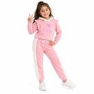 Conjunto Moletom Peluciado Infantil Menina Babado Capuz Fleece 4 6 8