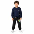 Conjunto Moletom Peluciado Infantil Menino 4 ao 10 Cor:Marinho/PretoTamanho:10