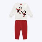Conjunto Moletom Peluciado Pinguim Infantil Menina Kyly 1000745