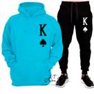 Conjunto Moletom Personalizado Estampado Cartas King Malha 100% Algodao Linha Premium