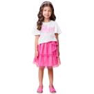 Conjunto Momi Blusa e Saia de Tule Rosa com glitter H5711 Conjunto Momi Blusa e Saia de Tule Rosa com glitter H5711