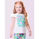Conjunto Momi Blusa em Algodão e Ciclista em Cotton - Branco/Florido Conjunto Momi Blusa em Algodão e Ciclista em Cotton - Branco/Florido