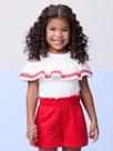 Conjunto Momi Infantil Blusa Off e Shorts Vermelho 01 ao 08