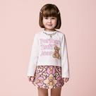 Conjunto Momi Infantil Menina Blusa Strass Shorts Bege J7225 -