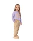 Conjunto Mon Sucré Menina Lilás e Calça Cargo Bege 04 ao 14