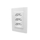 Conjunto Monobloco Espelho 4x2 com 3 Tomadas 10A 250V~ Linha Vivaz Branca Ilumi Ref.: 78123
