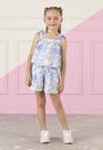 Conjunto Monsucre Azul com Branco Blusa Amarrar Ombro
