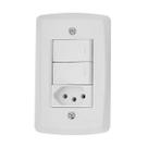 Conjunto Montado Tramontina Lux² 4x2 com 2 Interruptores Simples e Tomada 10A Branco