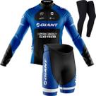 Conjunto Mtb Giant Camisa Manga Longa Bermuda Gel Pernito Uv -