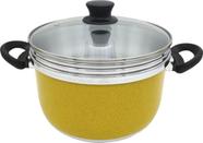 Conjunto Multiuso Amarelo 3 Peças com Tampa de Vidro 4,5 Litros