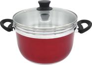 Conjunto Multiuso Vermelho 3 Peças com Tampa de Vidro 4,5 Litros