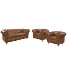 Conjunto Namoradeira e 2 Poltronas Chesterfield Vittorio Via Encanto Marrom Conjunto Namoradeira e 2 Poltronas Chesterfield Vittorio Via Encanto Marrom