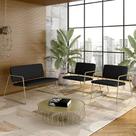 Conjunto Namoradeira E Poltronas Sintra Industrial Dourado/preto - M.a