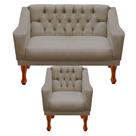 Conjunto Namoradeira Grécia Sofá 2 Lugares + Poltrona Estofado em Suede, Elegante e Ideal para Sala - Dritex