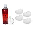 Conjunto Namorados Vela Fluido 500ml 4 Pratos Coração 13cm