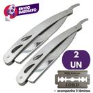 Conjunto Navalha Aço Inox Navalhete Barbear Profissional Barbeiro E Lâmina Lord Platinum Inoxidável