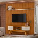 Conjunto New Laguna painel com prateleira aparador Rack Cinamomo/Off-White