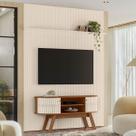 Conjunto New Silverstone painel com prateleira e Rack Naturale/Off-White
