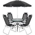 Conjunto Noronha 4 Cadeiras em Aluminio + Mesa + G-sol Preto Bel