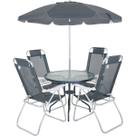 Conjunto Noronha Cinza com Mesa 4 Cadeiras e Guarda Sol Bel