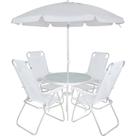 Conjunto Noronha em Aluminio 4 Cadeiras + Mesa + G-Sol Branco Bel