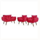 Conjunto Opalla 1 Namoradeira e 2 Poltronas Pés em Madeira D Salla Suede Conjunto Opalla 1 Namoradeira e 2 Poltronas Pés em Madeira D Salla Suede