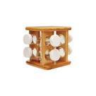 Conjunto organizador de temperos giratório com 9 peças em bambu e vidro 150ml - Martiplast