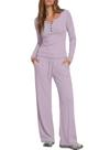 Conjunto Outfit Darong 2025, outono, 2 peças, calça Henley Top Wide Leg
