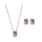 Conjunto oval kunzita rutilado banhado a ródio negro Conjunto oval kunzita rutilado banhado a ródio negro