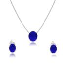 Conjunto oval pedra zircônia folheado a prata