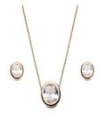 Conjunto Oval Solitário de Cristal Banhado a Ouro com Zircônia Conjunto Oval Solitário de Cristal Banhado a Ouro com Zircônia
