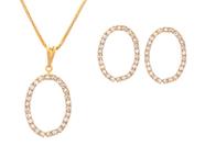 Conjunto Oval Vazado Cravejado Conjunto Oval Vazado Cravejado