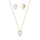 Conjunto oval zircônia cristal banhado a ouro Conjunto oval zircônia cristal banhado a ouro